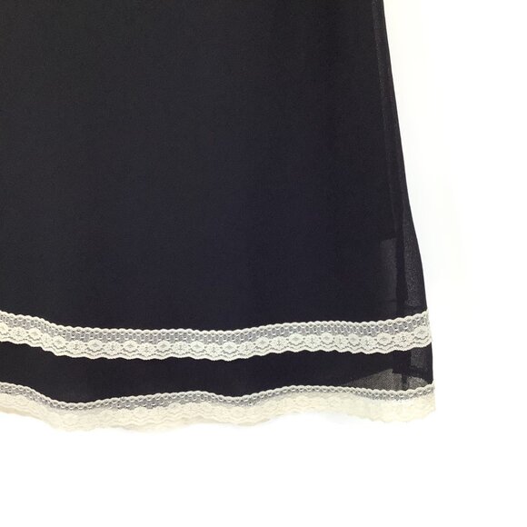 Vintage Lipslide Black Slip Skirt L Large Lace Detail Lined Academia Grunge - Picture 2 of 9